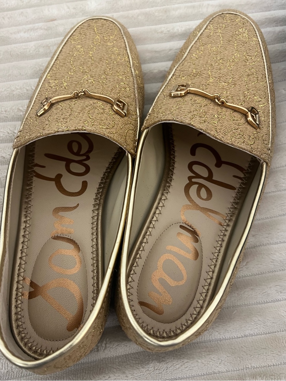 Sam Edelman Metallic Gold Horsebit Loafers